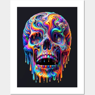 trippy melting skull Posters and Art